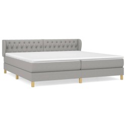 vidaXL Cama box spring con colchón tela gris claro 200x200 cm