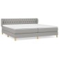 vidaXL Cama box spring con colchón tela gris claro 200x200 cm