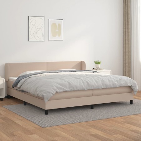 vidaXL Cama box spring con colchón cuero sintético capuchino 200x200cm
