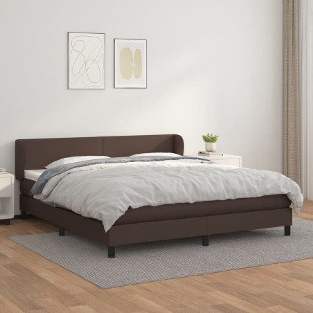 vidaXL Cama box spring con colchón cuero sintético marrón 160x200 cm
