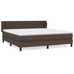vidaXL Cama box spring con colchón cuero sintético marrón 160x200 cm