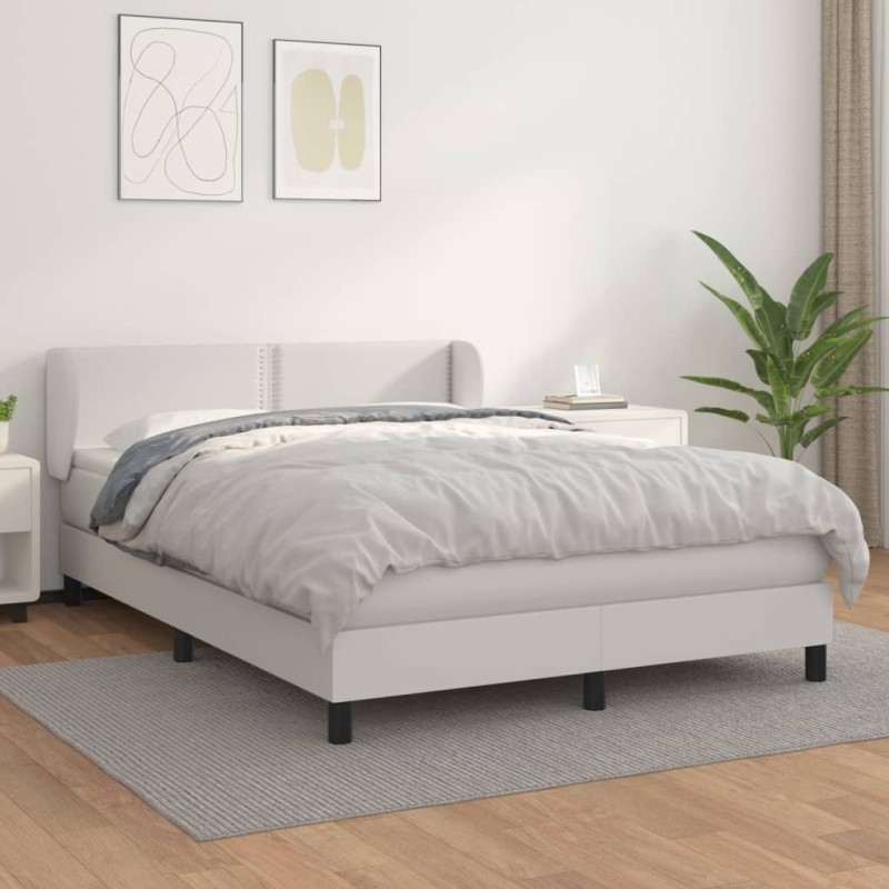 vidaXL Cama box spring con colchón cuero sintético blanco 140x200cm vidaXL Cama box spring con colchón cuero sintético blanco 140x200cm