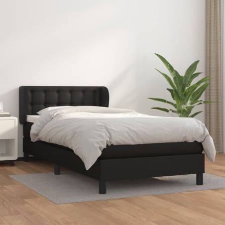 vidaXL Cama box spring con colchón cuero sintético negro 80x200 cm