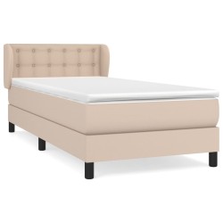 vidaXL Cama box spring con colchón cuero sintético capuchino 80x200 cm