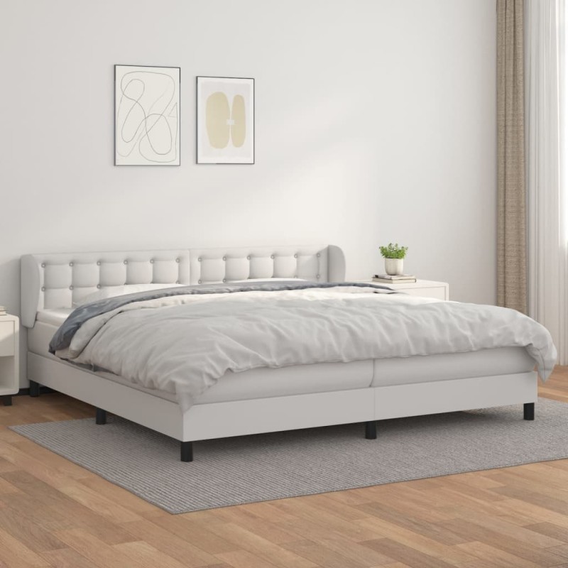 vidaXL Cama box spring con colchón cuero sintético blanco 200x200 cm vidaXL Cama box spring con colchón cuero sintético blanco 200x200 cm