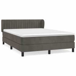 vidaXL Cama box spring con colchón terciopelo gris oscuro 140x200 cm