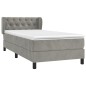 vidaXL Cama box spring con colchón terciopelo gris claro 80x200 cm vidaXL Cama box spring con colchón terciopelo gris claro 80x200 cm