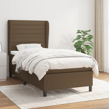 vidaXL Cama box spring con colchón tela marrón oscuro 80x200 cm