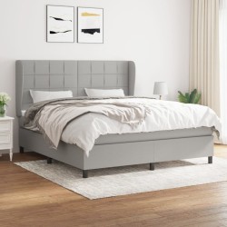 vidaXL Cama box spring con colchón tela gris claro 160x200 cm