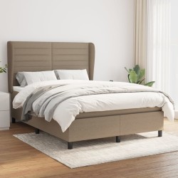vidaXL Cama box spring con colchón tela gris taupe 140x200 cm