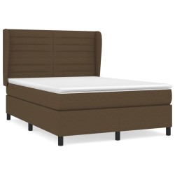 vidaXL Cama box spring con colchón tela marrón oscuro 140x190 cm