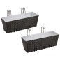 vidaXL Jardinera de balcón trapecio ratán negro 50 cm 2 uds vidaXL Jardinera de balcón trapecio ratán negro 50 cm 2 uds