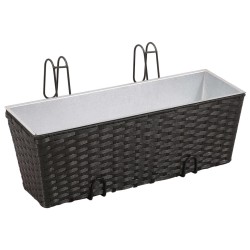 vidaXL Jardinera de balcón trapecio ratán negro 50 cm 2 uds