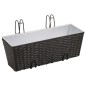 vidaXL Jardinera de balcón trapecio ratán negro 50 cm 2 uds vidaXL Jardinera de balcón trapecio ratán negro 50 cm 2 uds