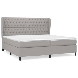 vidaXL Cama box spring con colchón tela gris claro 200x200 cm
