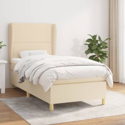 vidaXL Cama box spring con colchón tela color crema 80x200 cm