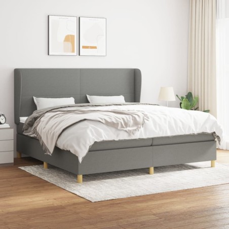 vidaXL Cama box spring con colchón tela gris oscuro 200x200 cm