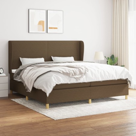 vidaXL Cama box spring con colchón tela marrón oscuro 200x200 cm