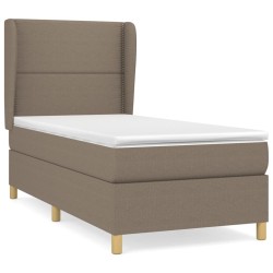 vidaXL Cama box spring con colchón tela gris taupe 90x190 cm