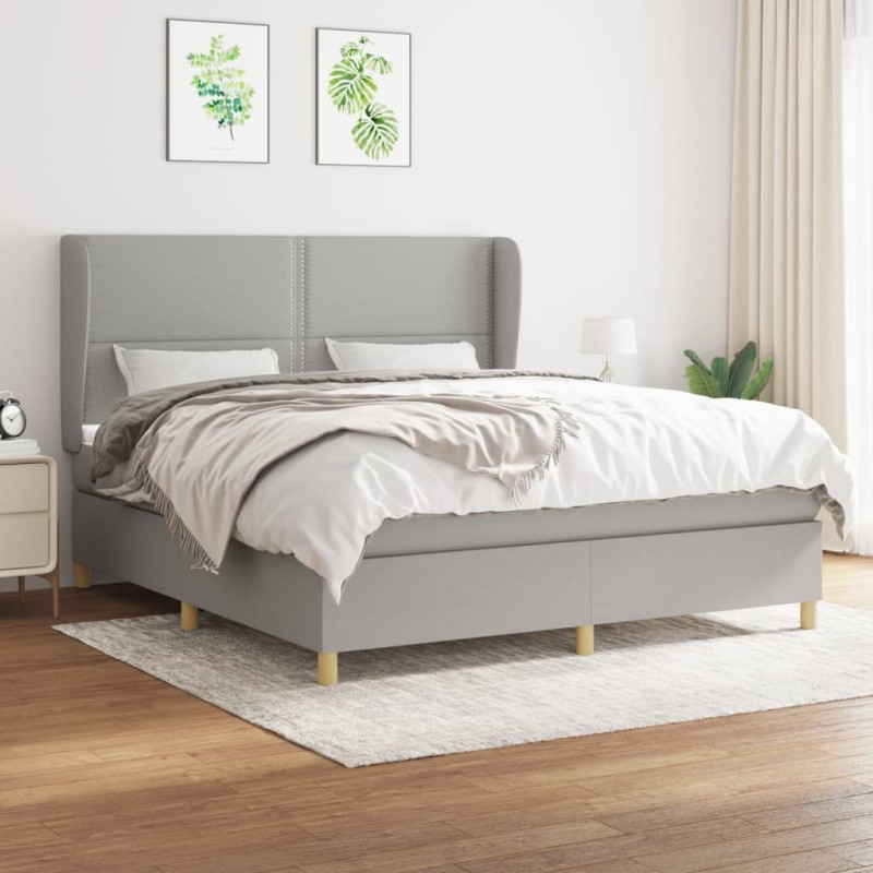 vidaXL Cama box spring con colchón tela gris claro 180x200 cm vidaXL Cama box spring con colchón tela gris claro 180x200 cm