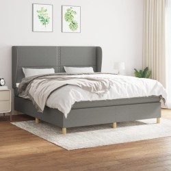 vidaXL Cama box spring con colchón tela gris oscuro 160x200 cm