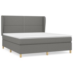 vidaXL Cama box spring con colchón tela gris oscuro 160x200 cm