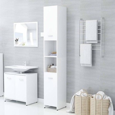 vidaXL Armario de baño madera contrachapada blanco 30x30x183,5 cm