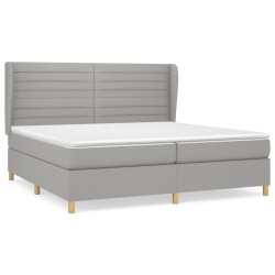 vidaXL Cama box spring con colchón tela gris claro 200x200 cm