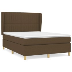 vidaXL Cama box spring con colchón tela marrón oscuro 140x200 cm