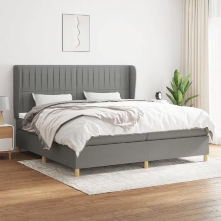 vidaXL Cama box spring con colchón tela gris oscuro 200x200 cm