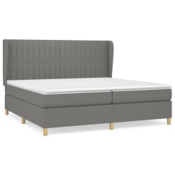 vidaXL Cama box spring con colchón tela gris oscuro 200x200 cm