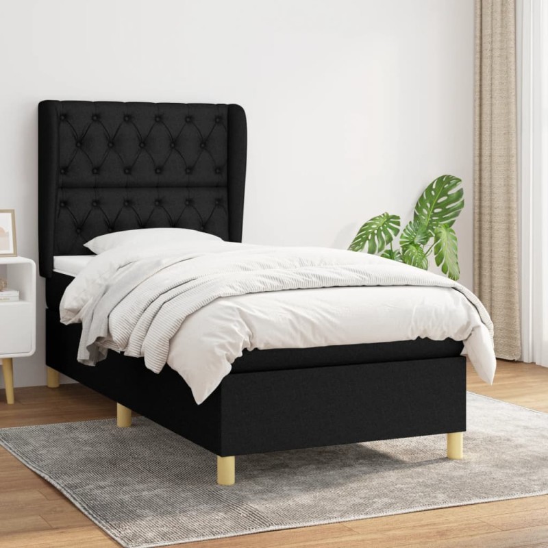 vidaXL Cama box spring con colchón tela negro 80x200 cm vidaXL Cama box spring con colchón tela negro 80x200 cm