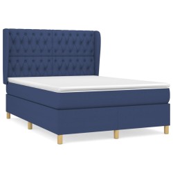 vidaXL Cama box spring con colchón tela azul 140x200 cm