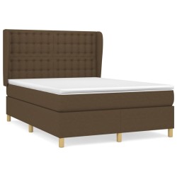 vidaXL Cama box spring con colchón tela marrón oscuro 140x190 cm