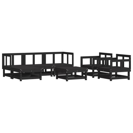 vidaXL Juego de muebles de jardín 7 piezas madera maciza de pino negro