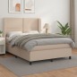 vidaXL Cama box spring con colchón cuero sintético capuchino 140x190cm vidaXL Cama box spring con colchón cuero sintético capuchino 140x190cm