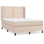 vidaXL Cama box spring con colchón cuero sintético capuchino 140x190cm vidaXL Cama box spring con colchón cuero sintético capuchino 140x190cm