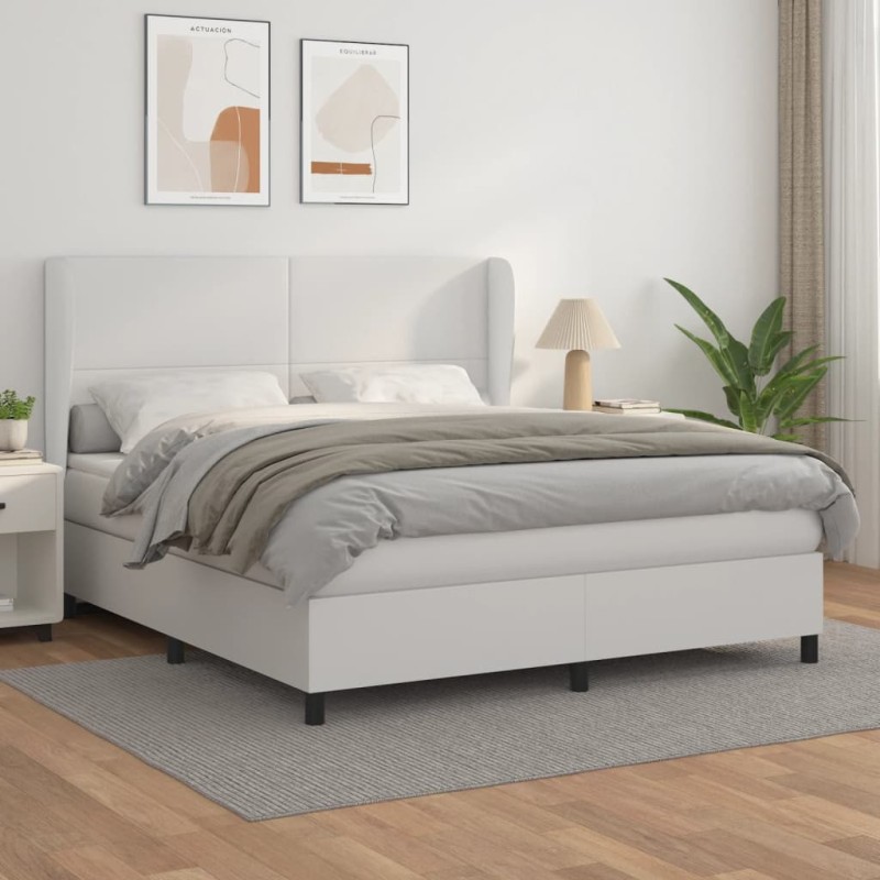 vidaXL Cama box spring con colchón cuero sintético blanco 180x200 cm vidaXL Cama box spring con colchón cuero sintético blanco 180x200 cm