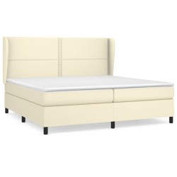 vidaXL Cama box spring con colchón cuero sintético crema 200x200 cm