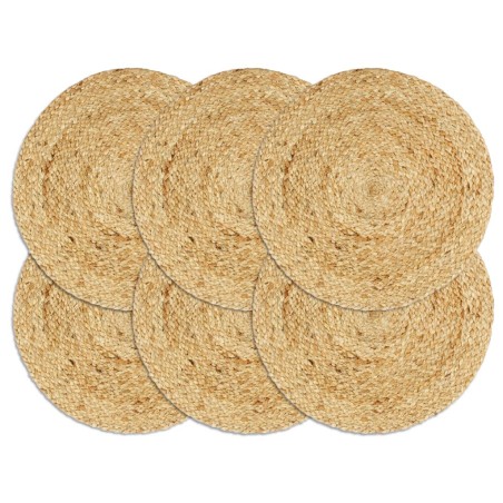 vidaXL Manteles individuales redondos 6 uds yute natural liso 38 cm