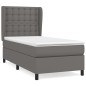vidaXL Cama box spring con colchón cuero sintético gris 100x200 cm vidaXL Cama box spring con colchón cuero sintético gris 100x200 cm