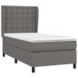 vidaXL Cama box spring con colchón cuero sintético gris 100x200 cm vidaXL Cama box spring con colchón cuero sintético gris 100x200 cm