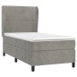 vidaXL Cama box spring con colchón terciopelo gris claro 90x190 cm vidaXL Cama box spring con colchón terciopelo gris claro 90x190 cm