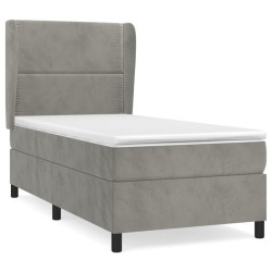 vidaXL Cama box spring con colchón terciopelo gris claro 80x200 cm
