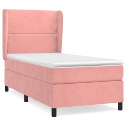 vidaXL Cama box spring con colchón terciopelo rosa 90x200 cm