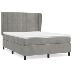 vidaXL Cama box spring con colchón terciopelo gris claro 140x190 cm
