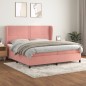 vidaXL Cama box spring con colchón terciopelo rosa 200x200 cm vidaXL Cama box spring con colchón terciopelo rosa 200x200 cm