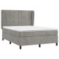 vidaXL Cama box spring con colchón terciopelo gris claro 140x200 cm vidaXL Cama box spring con colchón terciopelo gris claro 140x200 cm