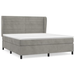 vidaXL Cama box spring con colchón terciopelo gris claro 180x200 cm