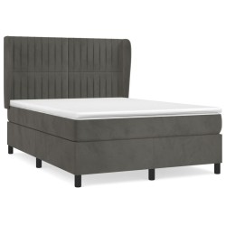vidaXL Cama box spring con colchón terciopelo gris oscuro 140x190 cm